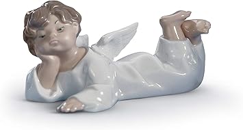 LLADRÓ Angel Laying Down Figurine. Porcelain Angel Figure.