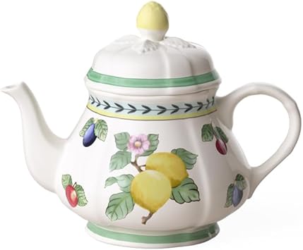 Villeroy & Boch French Garden Fleurence Teapot, 34 oz, Premium Porcelain, White/Multicolored