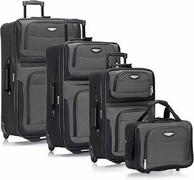 Travel Select Amsterdam Softside Expandable Luggage with Rolling Wheels, Gray, 4-Piece Set (15/21/25/29)