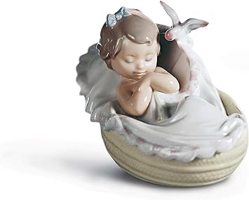 LLADRÓ Comforting Dreams Girl Figurine. Porcelain Baby Figure.