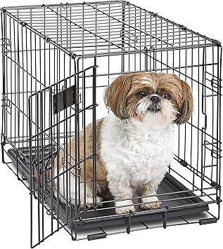 MidWest Homes for Pets 30-Inch iCrate for Medium Breeds, 21-40 lbs, Single Door Folding Dog Crate with Divider Panel, Leak-Proof Tray & Secure Latch, Portable, Durable & Easy to Assemble