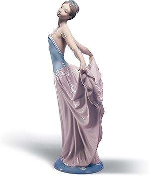 LLADRÓ Glossy Porcelain Ballerina Figure. Decorative Porcelain Dencer Woman Figurine.
