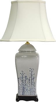 Red Lantern 26" Blue & White Spring Forest Porcelain Vase Lamp