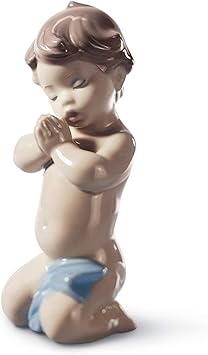 LLADRÓ A Child's Prayer Boy Figurine. Porcelain Baby Figure.