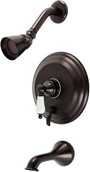 Kingston Brass KB36350PL Restoration Tub and Shower Faucet with Porcelain Lever Handle, Oil Rubbed Bronze
