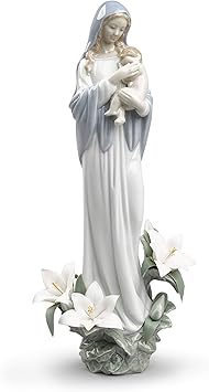 LLADRÓ Madonna of The Flowers Figurine. Porcelain Virgin Mary Figure.