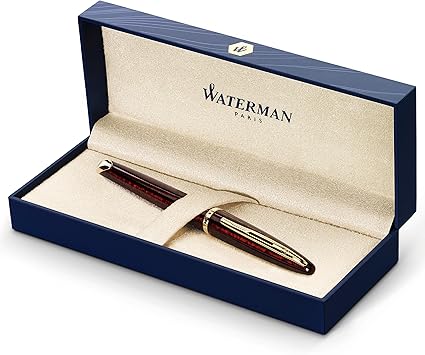 Waterman fountain pen, thin nib, details of 18 kt gold, decorations in golden color