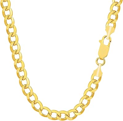 Jewelry Affairs 14k Yellow Gold Curb Hollow Chain Necklace, 4.7mm