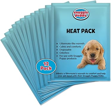 Snuggle Puppy Replacement Heat Packs for Dogs (12 Count) - Disposable Pet Comfort Warmers for Puppy Anxiety Relief - Odorless, Non-Toxic, All Natural - Fits All Snuggle Puppy Styles