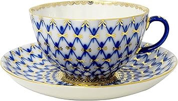 Tulip Cobalt Net Tea Cup and Saucer Set 8.45 oz/250 ml