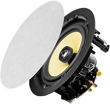 OSD Audio 8" in Ceiling Speaker Pair 120W, Trimless Magnetic Grille, Pivoting Tweeter, Paintable Grille ACE850