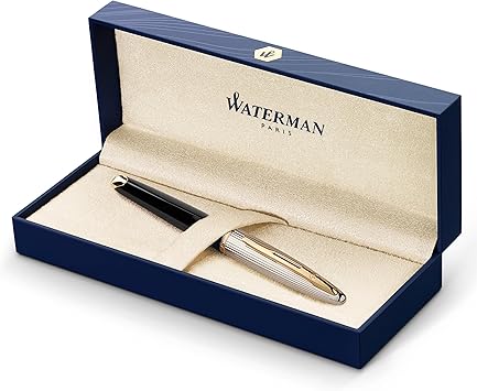 Waterman fountain pen, thin nib, details of 18 kt gold, decorations in golden color