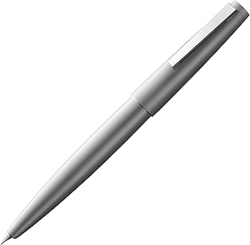 Lamy 2000 silver - elegant fountain pen in a velvety matt polished stainless steel barrel - 14 ct. gold nib, partially platinum-plated - nib size F