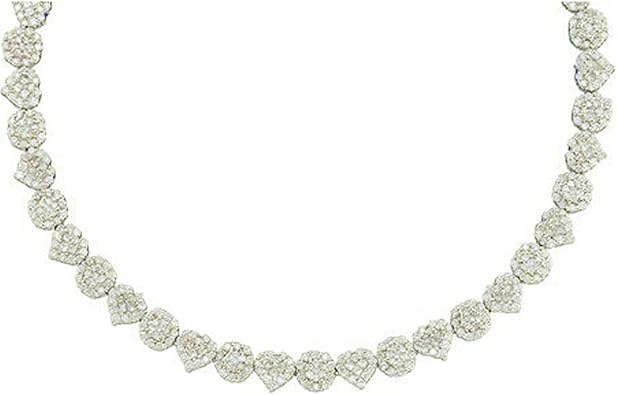 Dazzlingrock Collection 7.50 Carat (Ctw) 14K Round White Diamond Women Fashion Necklace, White Gold