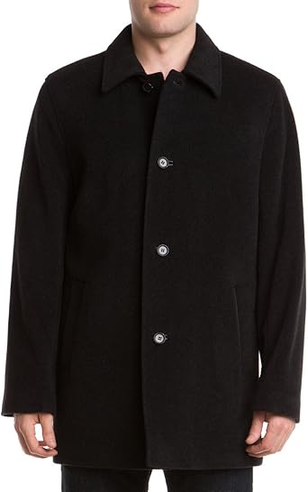 Cole Haan Men's Cashmere Blend Single Breasted Classic Coat With Shirt Collar