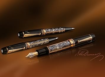 Montblanc Alexandre Dumas 1996 Limited Edition Writers Series Fountain Pen, Ballpoint Pen, and Mechanical Pencil 3-Piece Set (FP + MP + BP) 28706 18200
