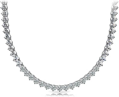 7.00 Ct Ladies Round Cut Diamond Tennis Necklace in 14 Kt White Gold