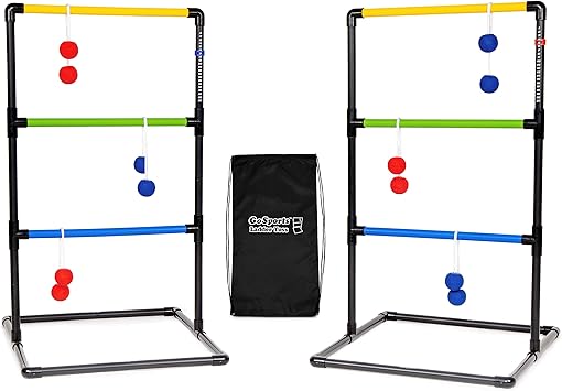 GoSports Ladder Toss Indoor & Outdoor Game Set with 6 Soft Rubber Bolo Balls and Travel Carrying Case - Choose Pro or Classic