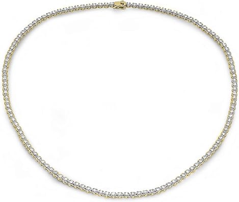 Dazzlingrock Collection 5.00 Ctw 14K Real Solid Gold Round Natural Diamond Women Tennis Necklace 5 CT