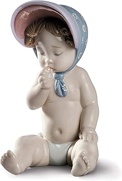 LLADRÓ Girl with Bonnet Figurine. Porcelain Baby Figure.