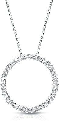 Diamond Wish 1/6 to 1 Carat Diamond Circle of Life Round Pendant Necklace for Women in 14k Gold (I1-I2, cttw) on 18 Inch Long Chain with Spring Ring Clasp