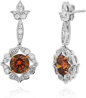 Leibish & co 3.74Cts Champagne Diamond Halo Drop Earrings Set in 18K White Rose Gold IGI Anniversary Engagement Loose Stone Birthday Wedding Real Gift For Her Natural