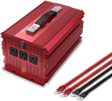 BESTEK 2000W Power Inverter 3 AC Outlets DC 12V to 110V AC Car Power Inverter for Camping Outdoor Power Supply ETL Listed