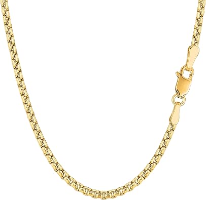 Jewelry Affairs 14k Yellow Gold Round Box Chain Necklace, 3.4mm