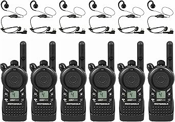 6 Pack of Motorola CLS1410 Walkie Talkie Radios with Headsets, Black