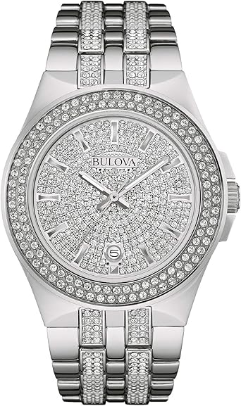 Bulova Men's Crystals Stainless Steel 3-Hand Quartz Watch Style: 96B235