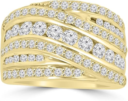 2.10 ct Ladies Round Cut Diamond Anniversary Ring in 18 kt Yellow Gold