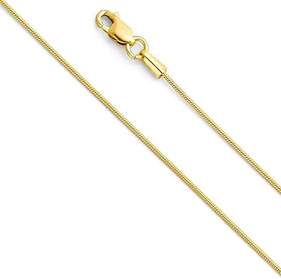 14k REAL Yellow OR White Gold Solid 0.8mm Round Snake Chain Necklace with Lobster Claw Clasp
