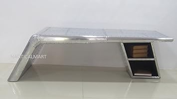 NauticalMart Vintage Aluminum Aviator Wing Desk Coffee Table Industrial Decor