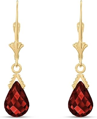 Galaxy Gold 14K Solid Gold 4.50 Carat Natural Garnet Leverback Earrings for Women - Yellow Gold Fine Jewelry
