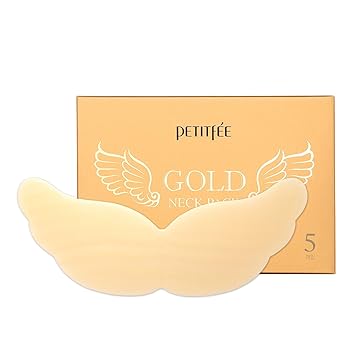 Petitfee Gold Neck Pack 5ea - Hydrogel Mask for Firming & Silky Smooth Neck & Decollete, Deep Moisturizing Care with 24K Gold, Collagen, Hyaluronic Acid, Soothing & Cooling Hydrogel Mask