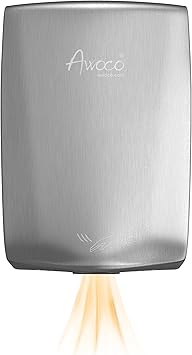 Awoco Compact Stainless Steel Automatic High Speed Commercial Hand Dryer, 1350W 120V UL Listed (Compact)