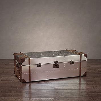 NauticalMart Commander Aluminum Storage Trunk Coffee Table