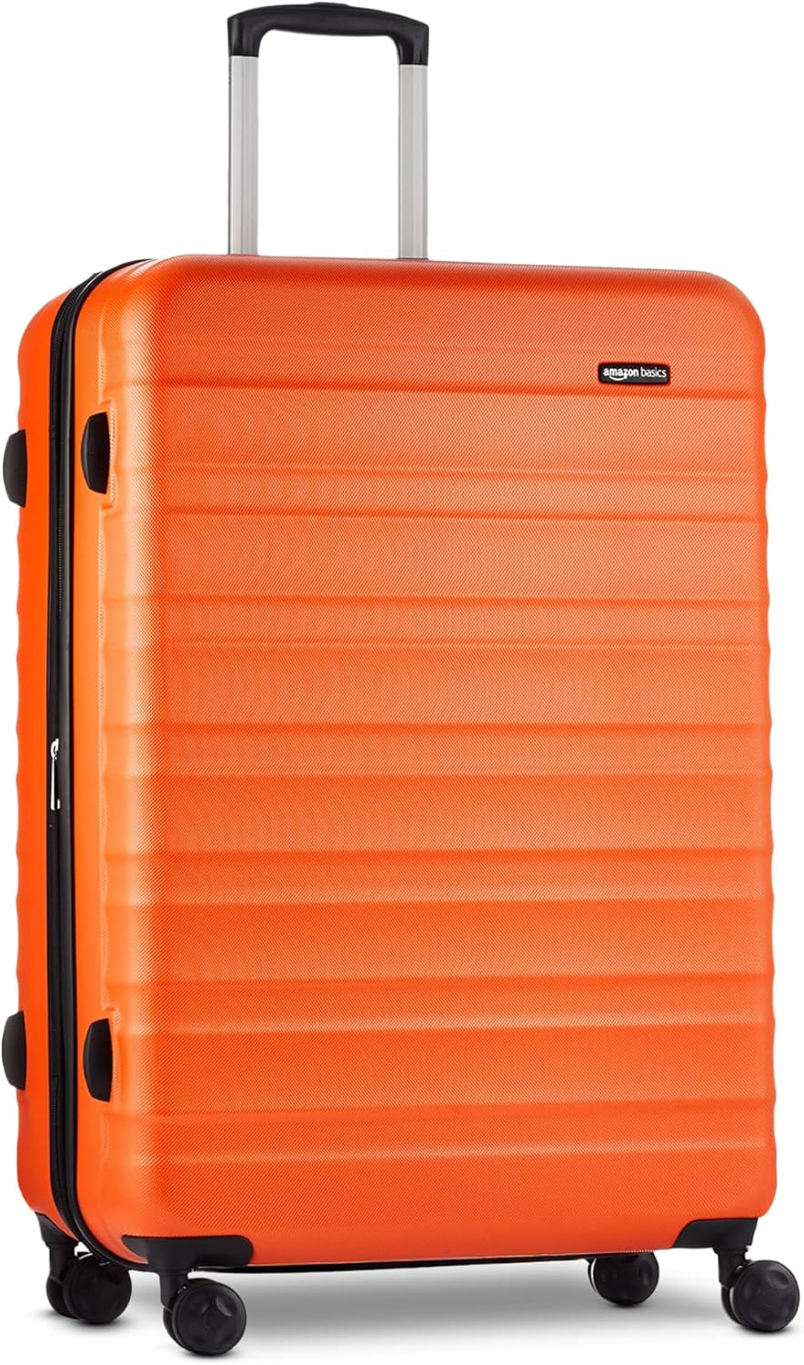 Amazon Basics 21" Hardside Carry-On Luggage with Spinner Wheels, Expandable for Up to 25% More Space, Scratch-Resistant Hardshell Suitcase, Telescoping Handle, Orange