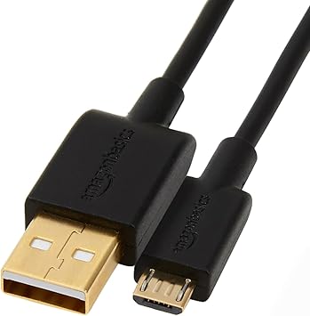 Amazon Basics USB-A to Micro USB Charging Cable, 480Mbps Data Transfer, Gold-Plated Plugs, Compatible with Android Phones and Tablets, 10 Foot, Black