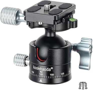 Koolehaoda Tripod Head Low Profile Ball Head, Φ36mm Metal Panorama Ball Head with 1/4" Screw Arca Swiss Quick Release Plate for DSLR Camera Tripod Monopod, Max Load 33lbs / 15KG -(E2)