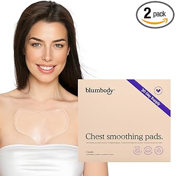 BLUMBODY Chest Wrinkle Pads – Anti-Wrinkle Silicone Patches Skin Firming, Smoothing – Reusable Overnight Chest Pads – Anti-Aging Crepe Erase Pad – Neck, Décolleté (1-Month Supply)