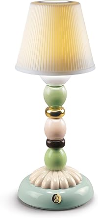 LLADRÓ Palm Firefly Golden Fall Table Lamp. Green and Blue. Porcelain Lamp.