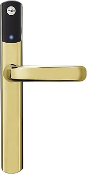 Yale SD-L1000-PB Conexis L1 Smart Keyless Door Handle for Home Security, Remote Lock/Unlock, App Control, Key Card and Phone Tag Included, Polished Brass Finish [BSI Approved]