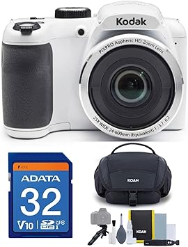 Kodak PIXPRO AZ252 Astro Zoom 16MP Digital Camera (White) Bundle with 32GB SD Card and Case (3 Items)