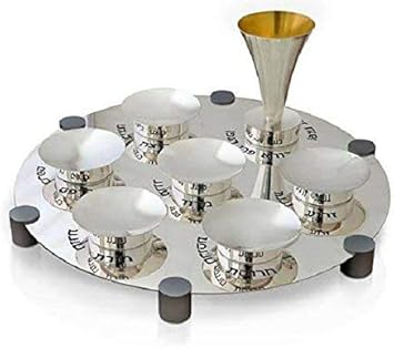 Seder plate made of 925 Sterling Silver Traditional Passover gift combined Anodized aluminum legs