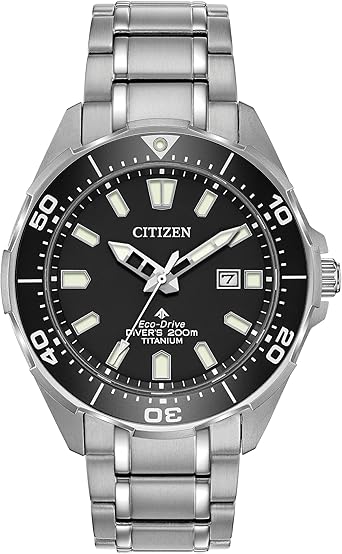 Citizen Men's Promaster Sea Eco-Drive Stainless Steel Watch, 3-Hand Date, One-Way Rotating Bezel, ISO Compliant, Luminous Hands and Markers