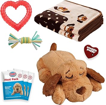 SmartPetLove Original Snuggle Puppy Essentials Starter Kit - Heartbeat Puppy for Dogs - Calming Aid with 3 Heat Packs, Puppy Teething Toy, Dog Chew Toy and Dog Blanket