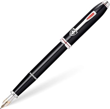 Cross Townsend Collection for Scuderia Ferrari - Glossy Black Lacquer Fountain Pen with Two-Tone 18KT Gold & Rhodium-Plated Medium Nib