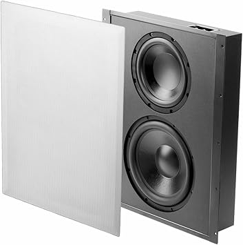 OSD Audio SL800D Trimless in Wall Subwoofer, Dual 8 Inch Woofers, 300W Power Handling, Sealed Enclosure, Magnetic Paintable Grille, Home Theater Subwoofer for Custom Installs
