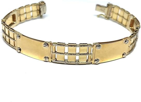 Jewelry Affairs 14k Yellow And White Gold Railroad Rolex Mens Bracelet, 8.5"